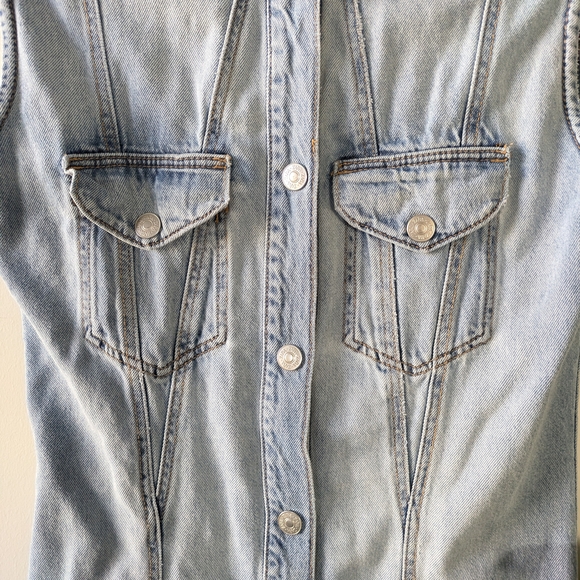 Zara Light Blue Denim Sleeveless Dress - Picture 2 of 8